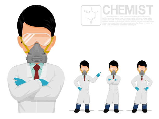 白色背景上分离出的化学家图片下载