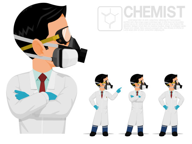 白色背景上分离出的化学家图片下载