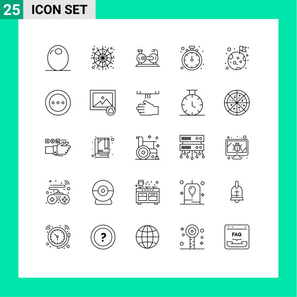 移动界面线设25个象形图图片下载