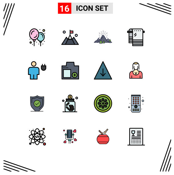 可编辑线包16简单的平面颜色填充图片下载