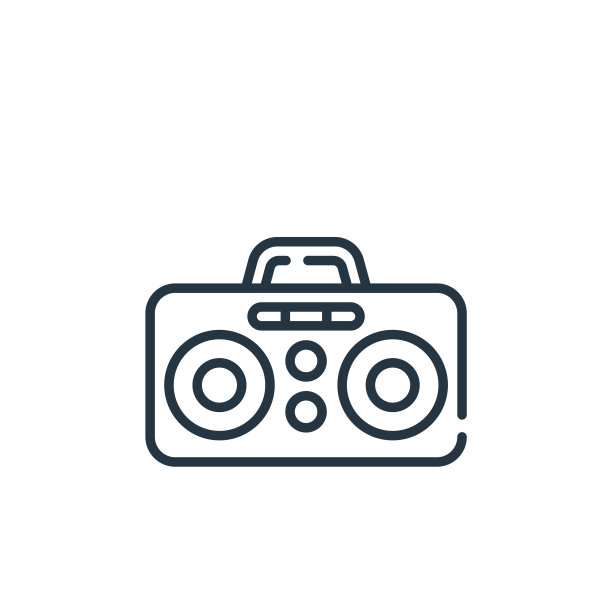 Boombox矢量图标孤立的白色背景。轮廓，细线立体声播放器图标，用于网站设计和移动，应用程序开发。细线boombox轮廓图标矢量插图。图片下载