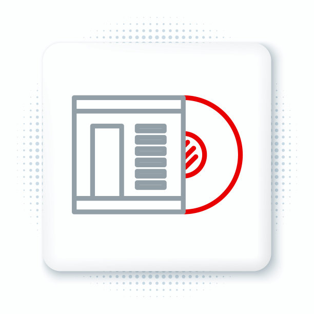 线条黑胶盘图标隔离在白色背景上。彩色轮廓概念。向量图片下载