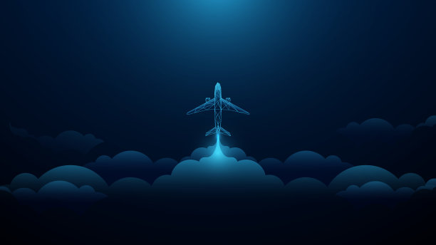 飞机在多云的天空起飞。创业企业的概念。矢量图图片下载