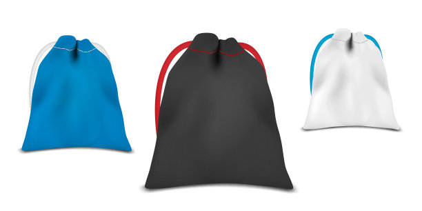 拉绳袋孤立在白色背景，矢量插图。颜色设置。容易上色图片下载