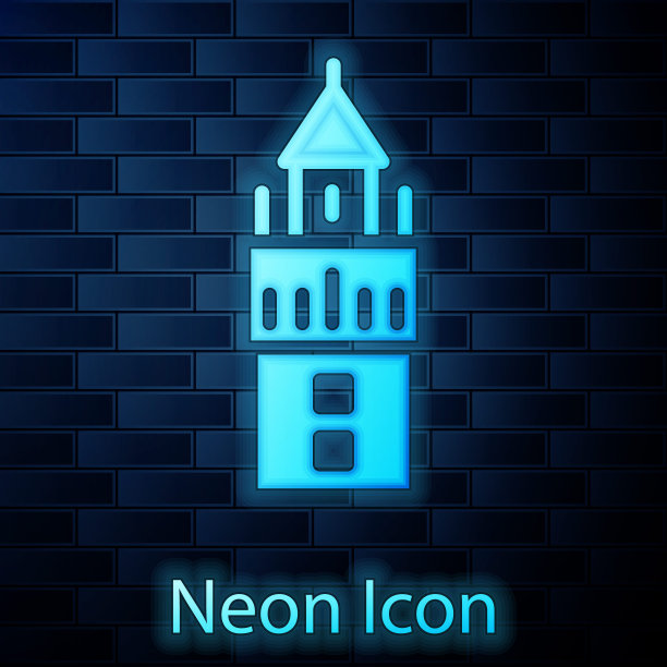西班牙塞维利亚发光的霓虹灯吉拉尔达图标孤立在砖墙背景上。向量图片下载