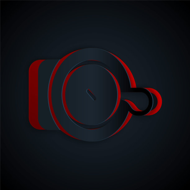 剪纸自行车钟图标孤立在黑色背景。纸艺术风格。向量图片下载