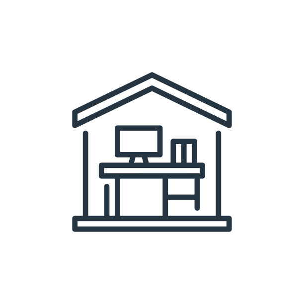 工作在家矢量图标孤立在白色背景。轮廓，在家工作的细线图标，用于网站设计和手机，应用程序开发。细线工作在家轮廓图标矢量。图片下载