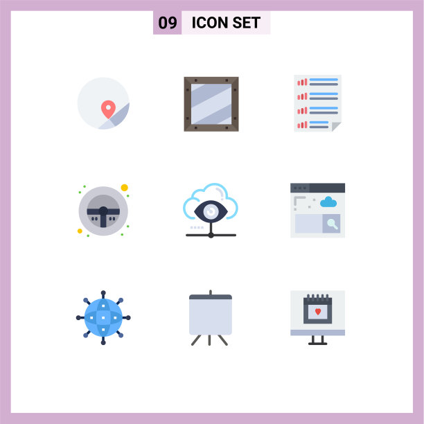 可编辑线包9个简单的平面颜色图片下载