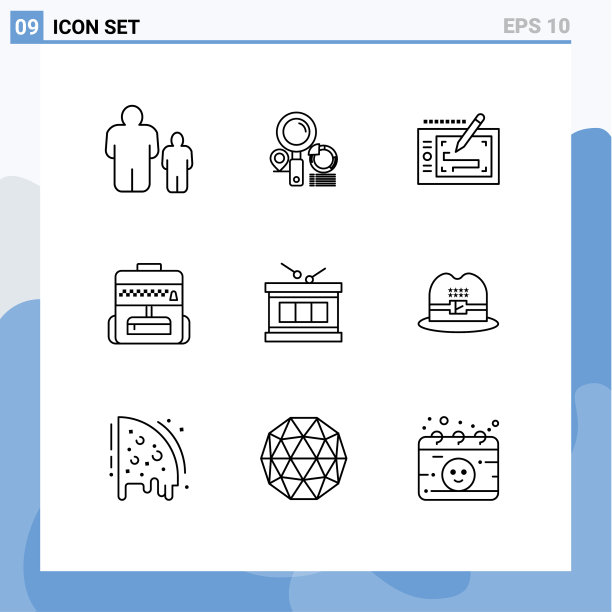 可编辑的线条包9个简单的轮廓爱尔兰图片下载