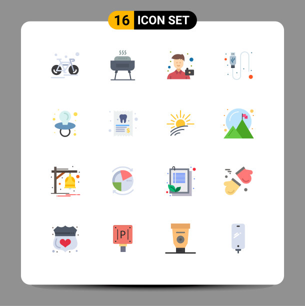 16个主题平色和可编辑的符号图片下载