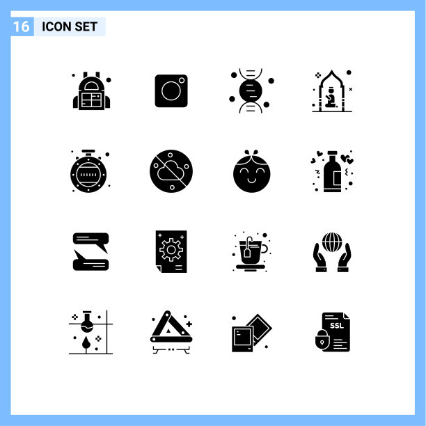 16个通用实心符号符号计时器图片下载