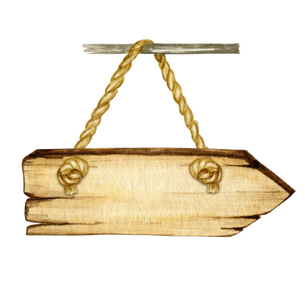 水彩木箭头招牌，空空白孤立。一套古老的，复古的手绘木材横幅，木板，木板。插图与文字空间。寻路信息的标志。图片下载