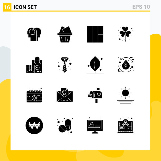 包装16个现代固体符号符号和符号图片下载