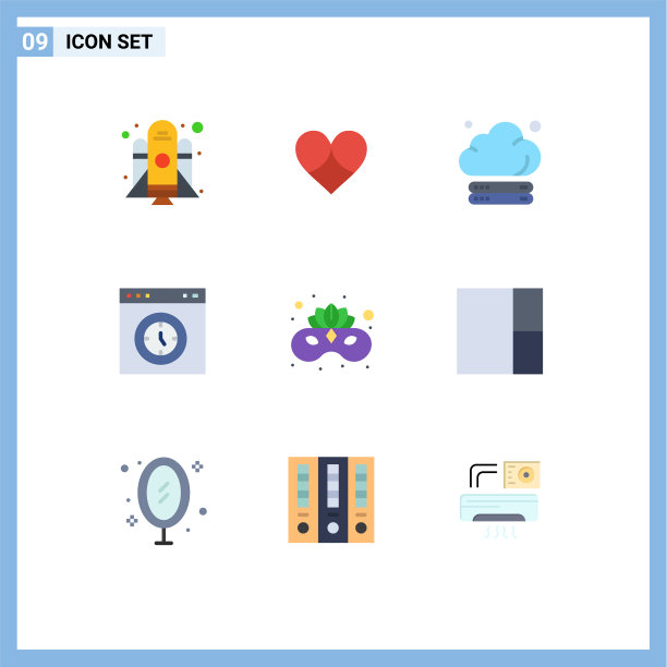 移动界面平面颜色设置9个象形图图片下载