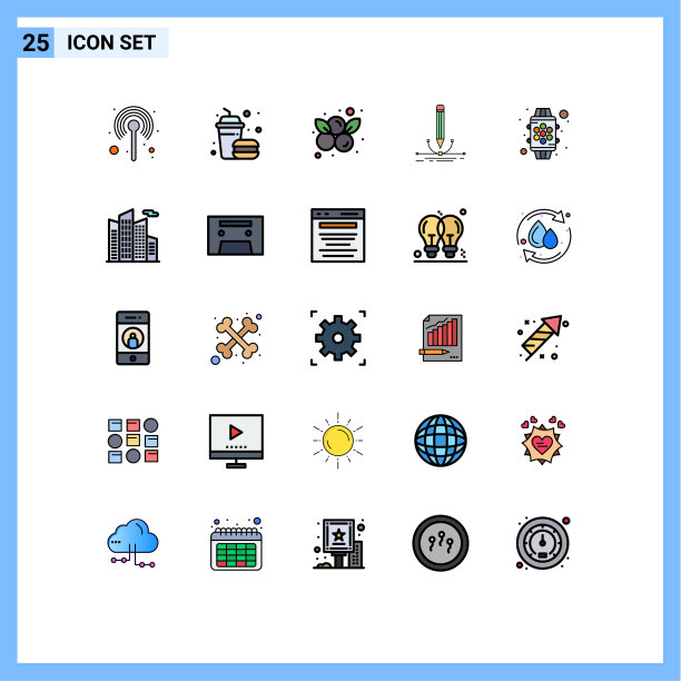 25主题填充线平面颜色和可编辑图片下载