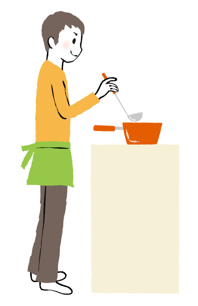 一个男人煮汤的插图图片下载