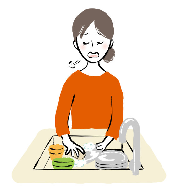 人们洗盘子的插图图片下载