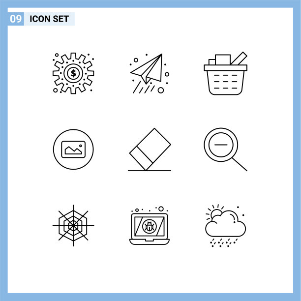 9主题大纲和可编辑的符号缩放图片下载