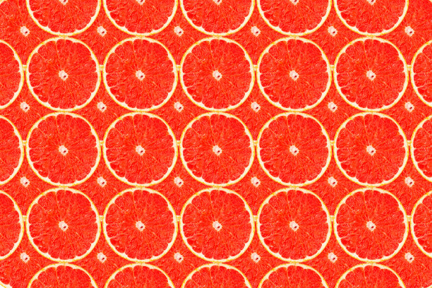 无缝红色葡萄柚图案，在一个白色的背景。图片下载