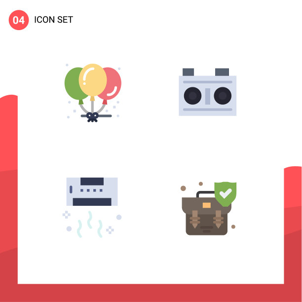 可编辑的线包4个简单的平面图标图片下载