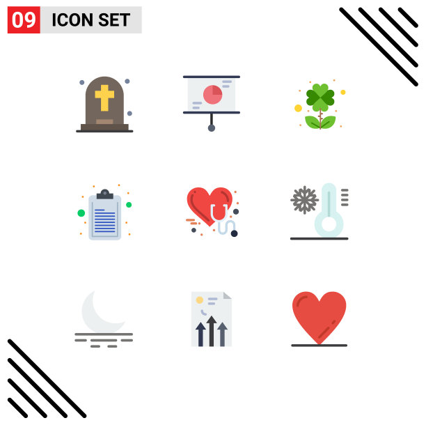 包9个创意平色听诊器图片下载