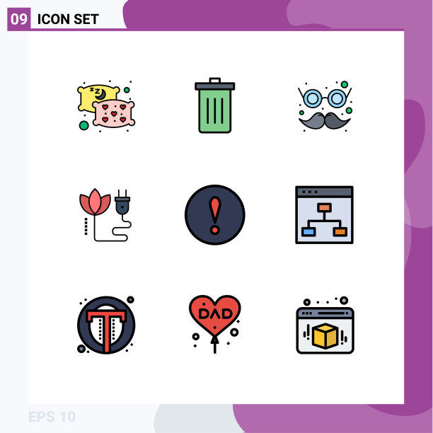 可编辑的线包9简单填充线平图片下载