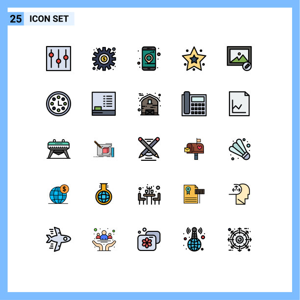 包25个创意填充线平色图片下载