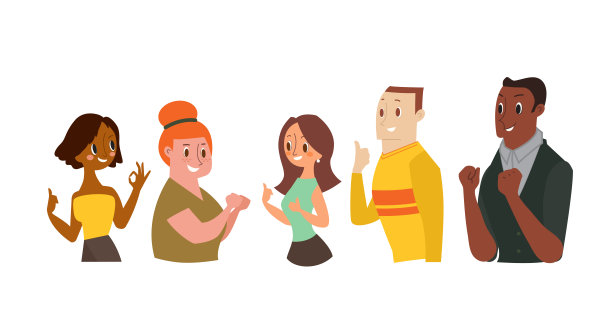 微笑的男人和女人做Ok手势，竖起大拇指。图片下载