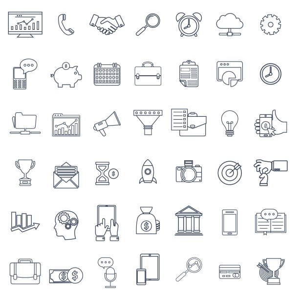 一套通用的现代细线图标为网络和移动。图片下载