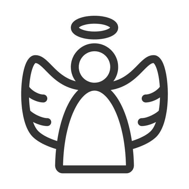 天使与翅膀线图标。矢量图图片下载