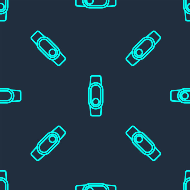 绿色线智能手表图标隔离无缝模式在蓝色背景。向量图片下载