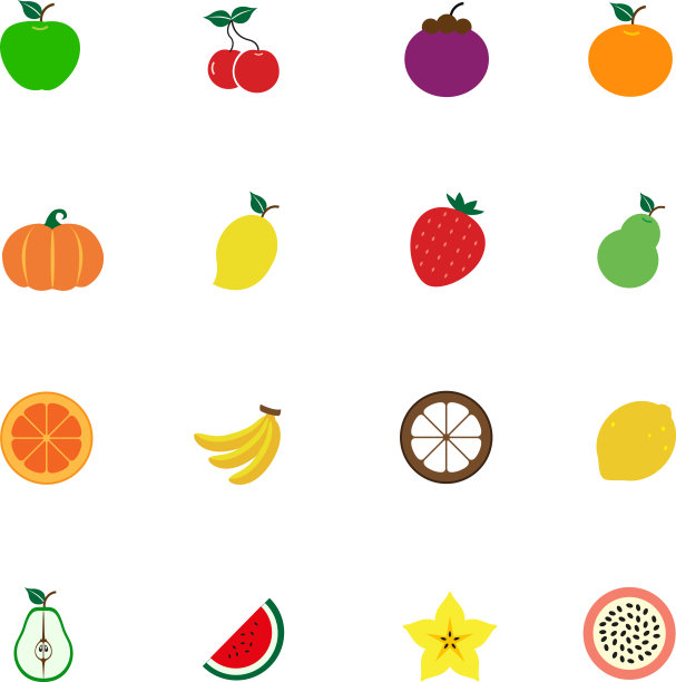 水果图标设置矢量插图图片下载