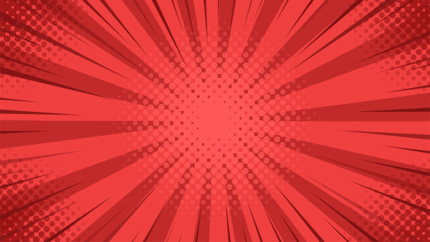 波普艺术背景，红色灯光从中心散射，卡通风格。图片下载