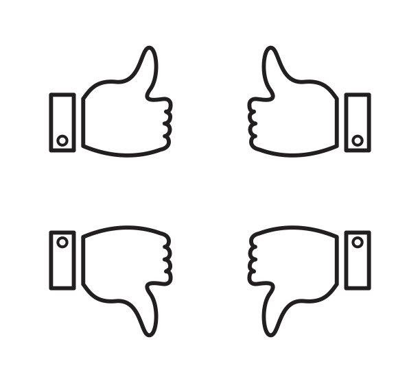 拇指图标，喜欢和不喜欢图标矢量标志设计模板图片下载