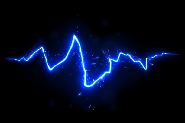 蓝色闪电与火花在黑色背景图片下载