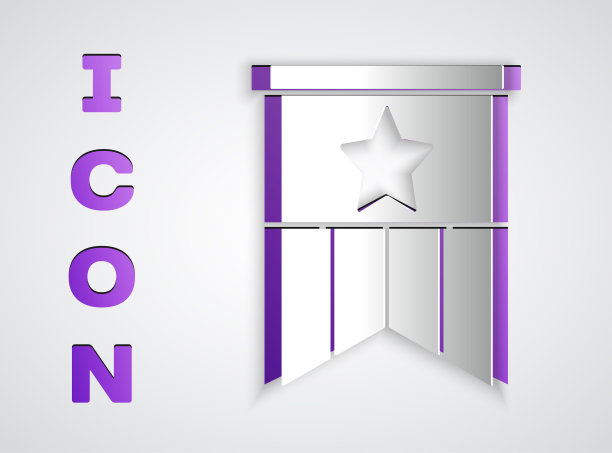 剪纸美国国旗图标孤立的灰色背景。美国国旗。美利坚合众国。纸艺术风格。向量图片下载