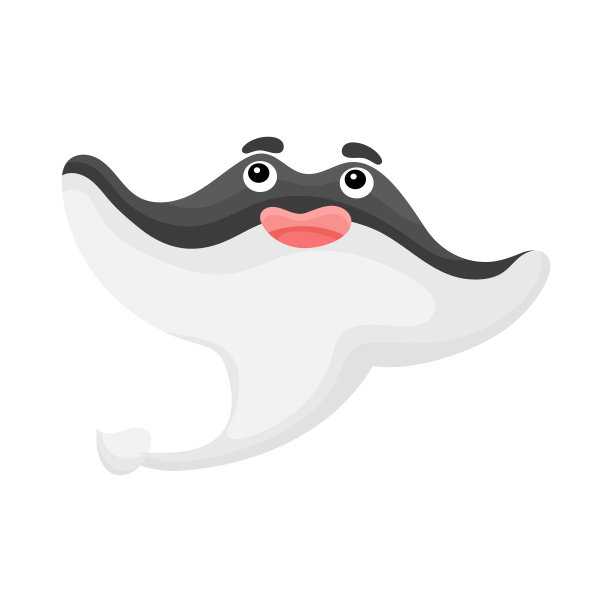 可爱有趣的黄貂鱼印花在白色的背景。海洋卡通动物角色设计用于相册，剪贴簿，贺卡，请帖，墙壁装饰。平面彩色矢量股票插图。图片下载