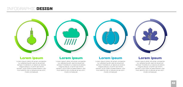 洋葱，云与雨，南瓜和树叶或树叶。业务信息模板。向量图片下载