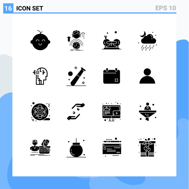 通用图标符号组16个现代立体图片下载