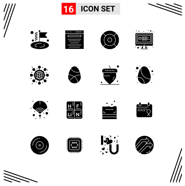 通用图标符号组16个现代立体图片下载