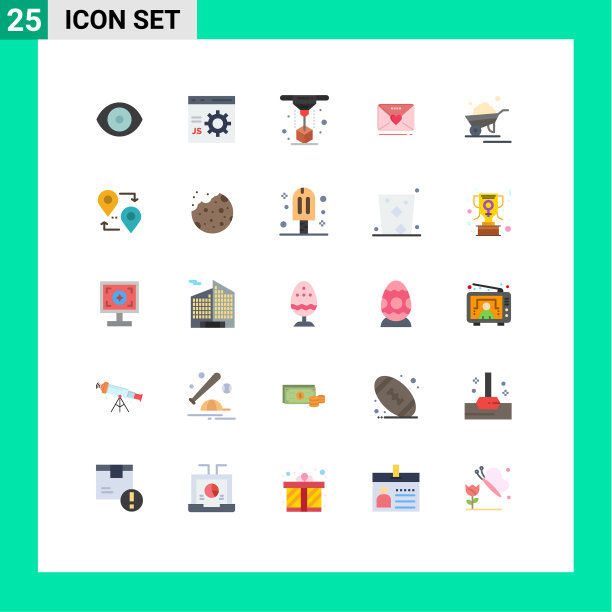 25个创意图标的现代符号和符号图片下载