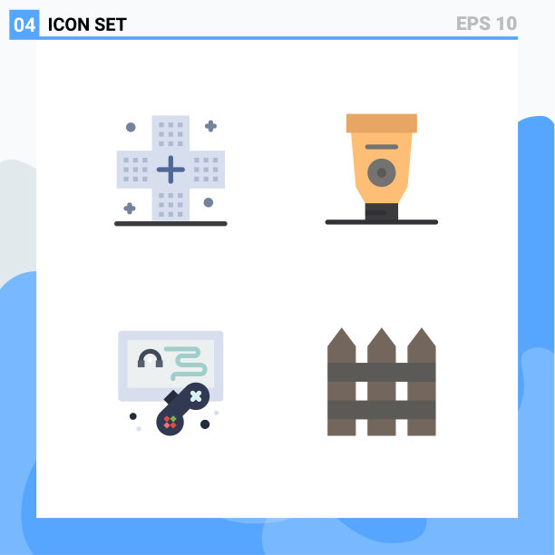 4个主题平面图标和可编辑的符号图片下载