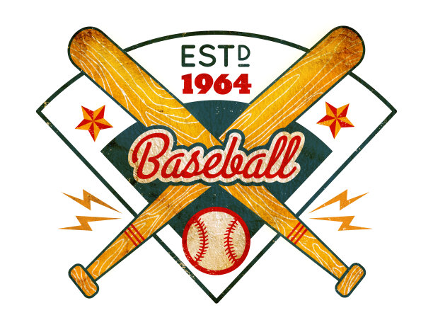 老式的棒球海报。图片下载