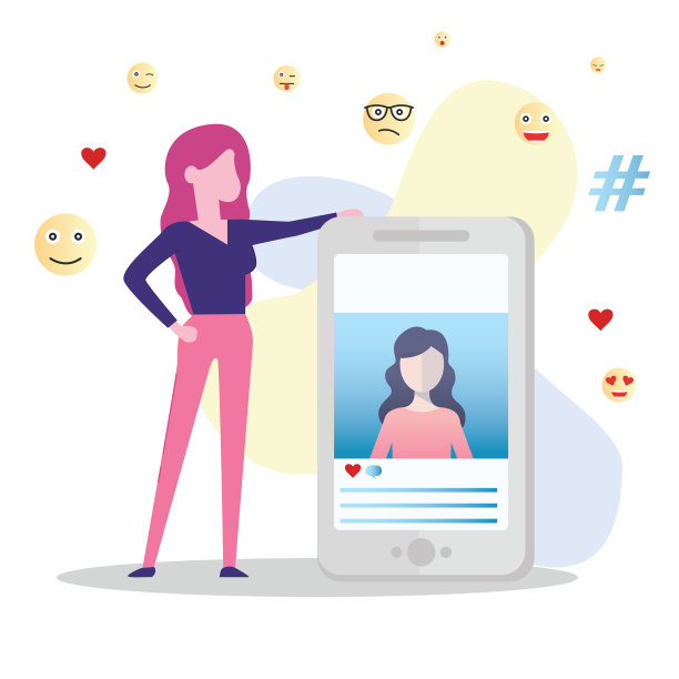 社交媒体矢量插图概念，评论喜欢和分享在社交上的帖子，媒体可以使用，登陆页面，模板，ui, web，移动应用程序，海报，横幅，传单图片下载