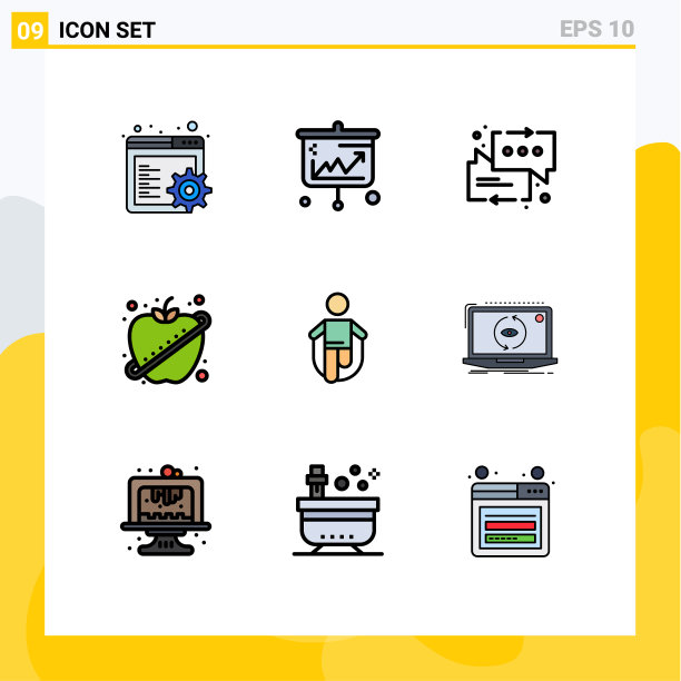 包装9个现代填充线和平色标志图片下载