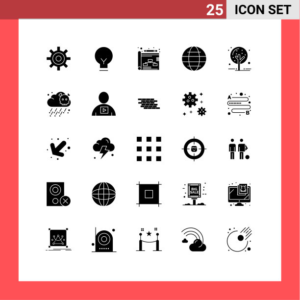 可编辑的线包25个简单的固体符号图片下载