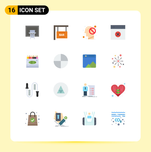 为蜡笔设置16个商业平面颜色包图片下载