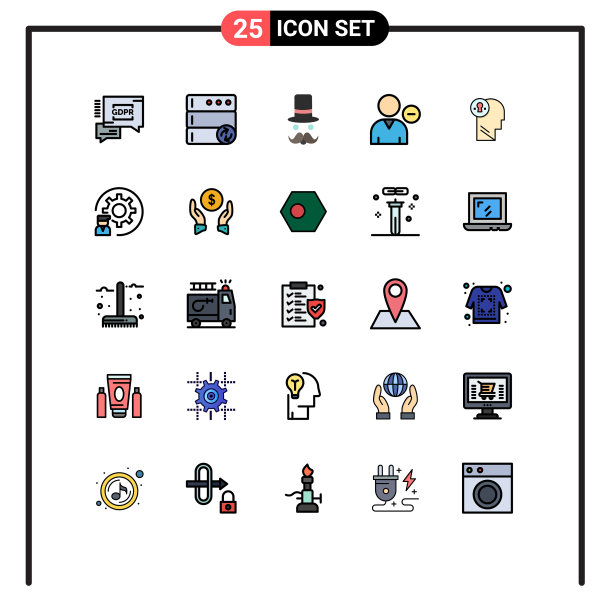 包25个创意填充线平色图片下载