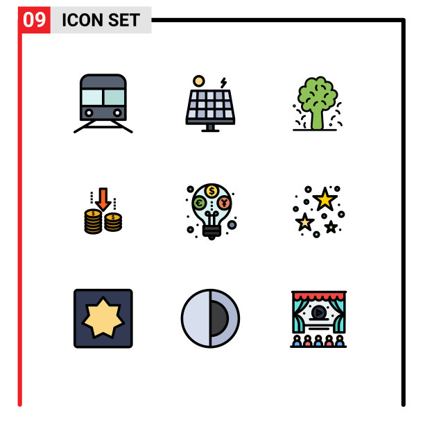 象形图设置9个简单的填充线平色图片下载