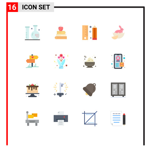 可编辑线包16个简单的平面颜色图片下载